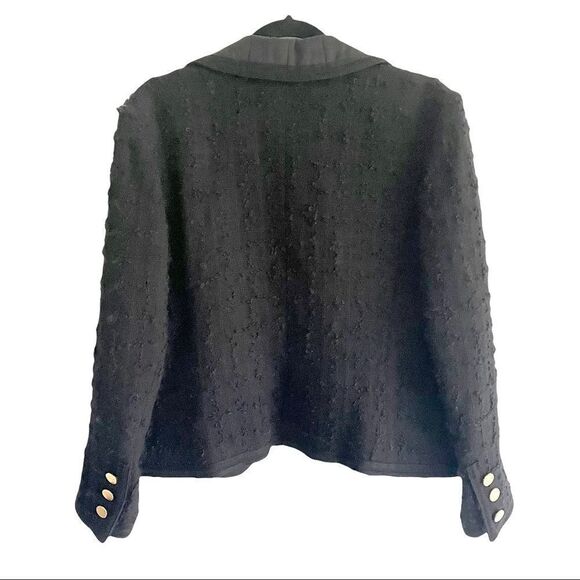 VINTAGE Paula Klein Paris Couture Wool 2-PC Suit Blazer Skirt Black L - Picture 9 of 16